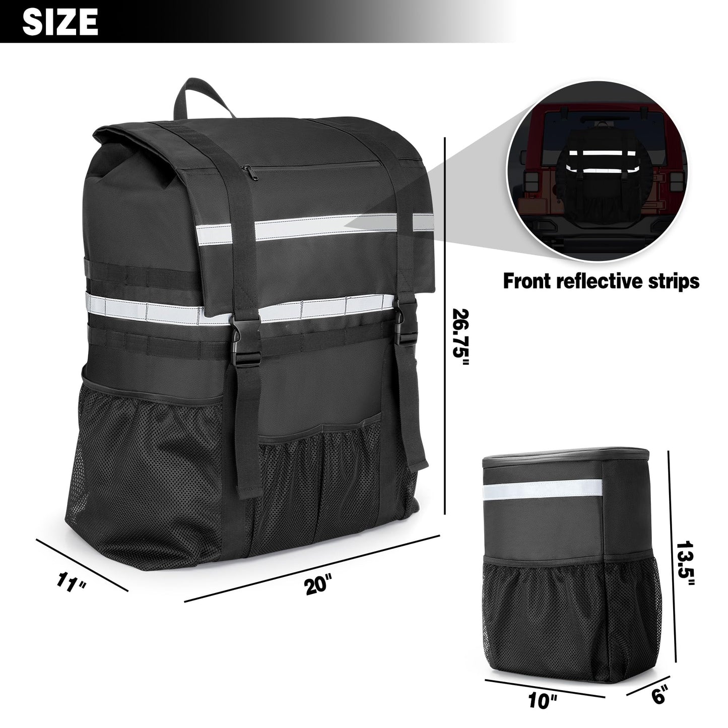 Marscamd Spare Tire Trash Bag with a Car Trash Can, Black