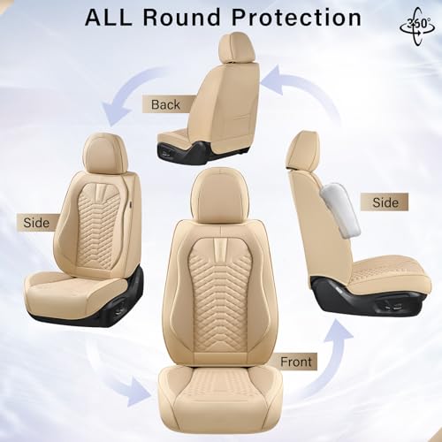 Premium Nappa Leather Waterproof Car Seat Covers Full Set