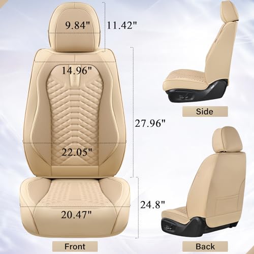 Premium Nappa Leather Waterproof Car Seat Covers Full Set