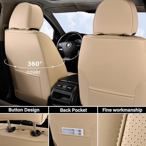Premium Nappa Leather Waterproof Car Seat Covers Full Set