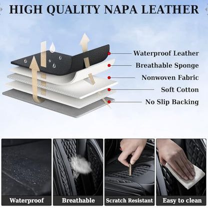 Premium Faux Leather Waterproof Car Seat Covers Full Set