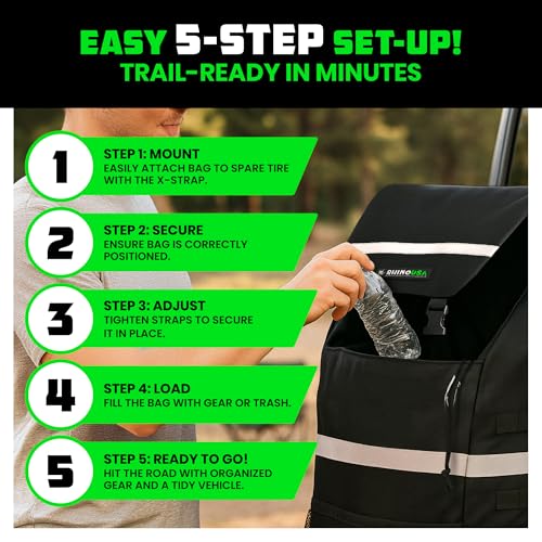Rhino USA Spare Tire Trash Bag - Overlanding Car Storage for Camping Gear