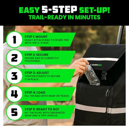 Rhino USA Spare Tire Trash Bag - Overlanding Car Storage for Camping Gear