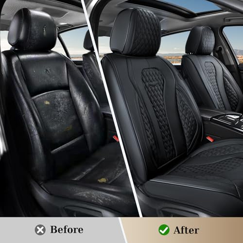 Premium Faux Leather Waterproof Car Seat Covers Full Set