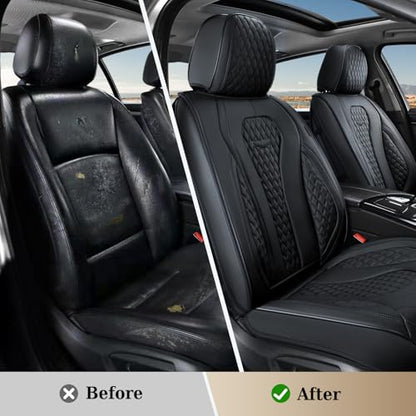 Premium Faux Leather Waterproof Car Seat Covers Full Set