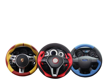 Carbon Fiber Genuine Leather Steering Wheel Cover Custom Fit