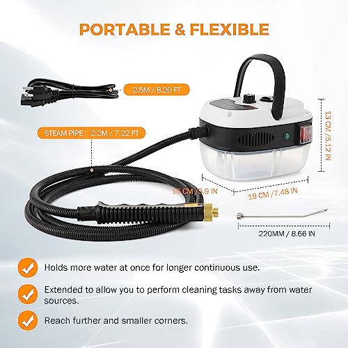 BEAMNOVA 2500W Steam Cleaner for Car High Pressure Steamer Auto Detailing