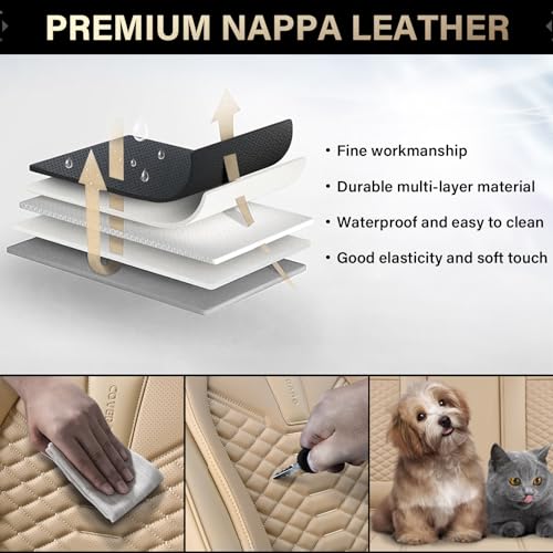 Premium Nappa Leather Waterproof Car Seat Covers Full Set