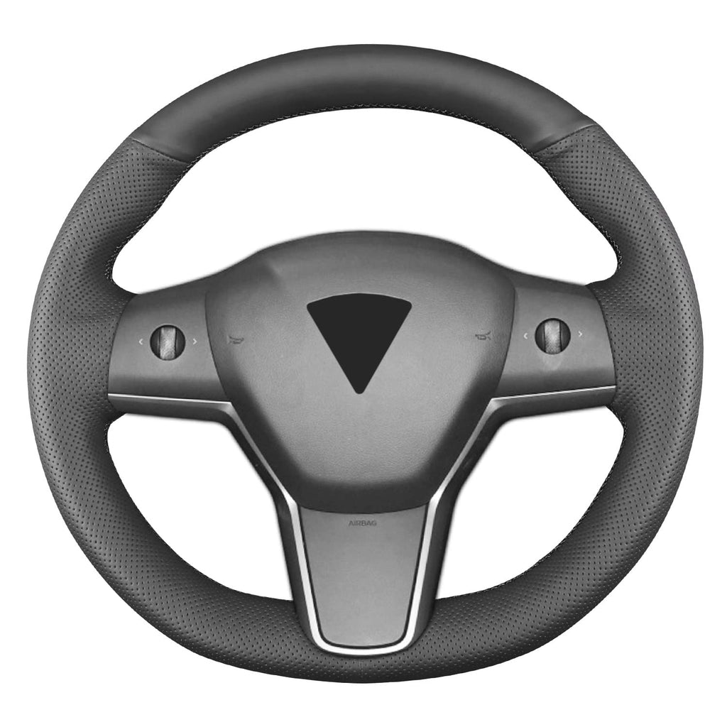 Hand Sewn Microfiber Leather Steering Wheel Cover Non-Slip Fit