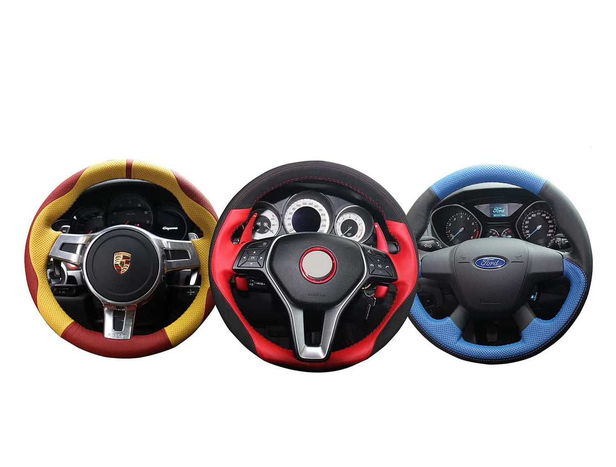 Custom Fit Hand Stitched Genuine Leather Steering Wheel Cover