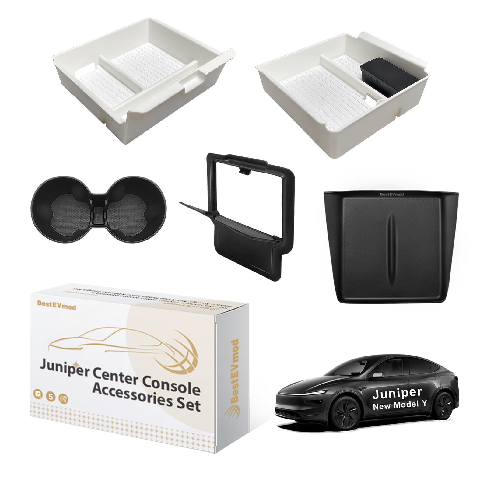 BestEvMod Center Console Organizer Set for 2026 Model Y