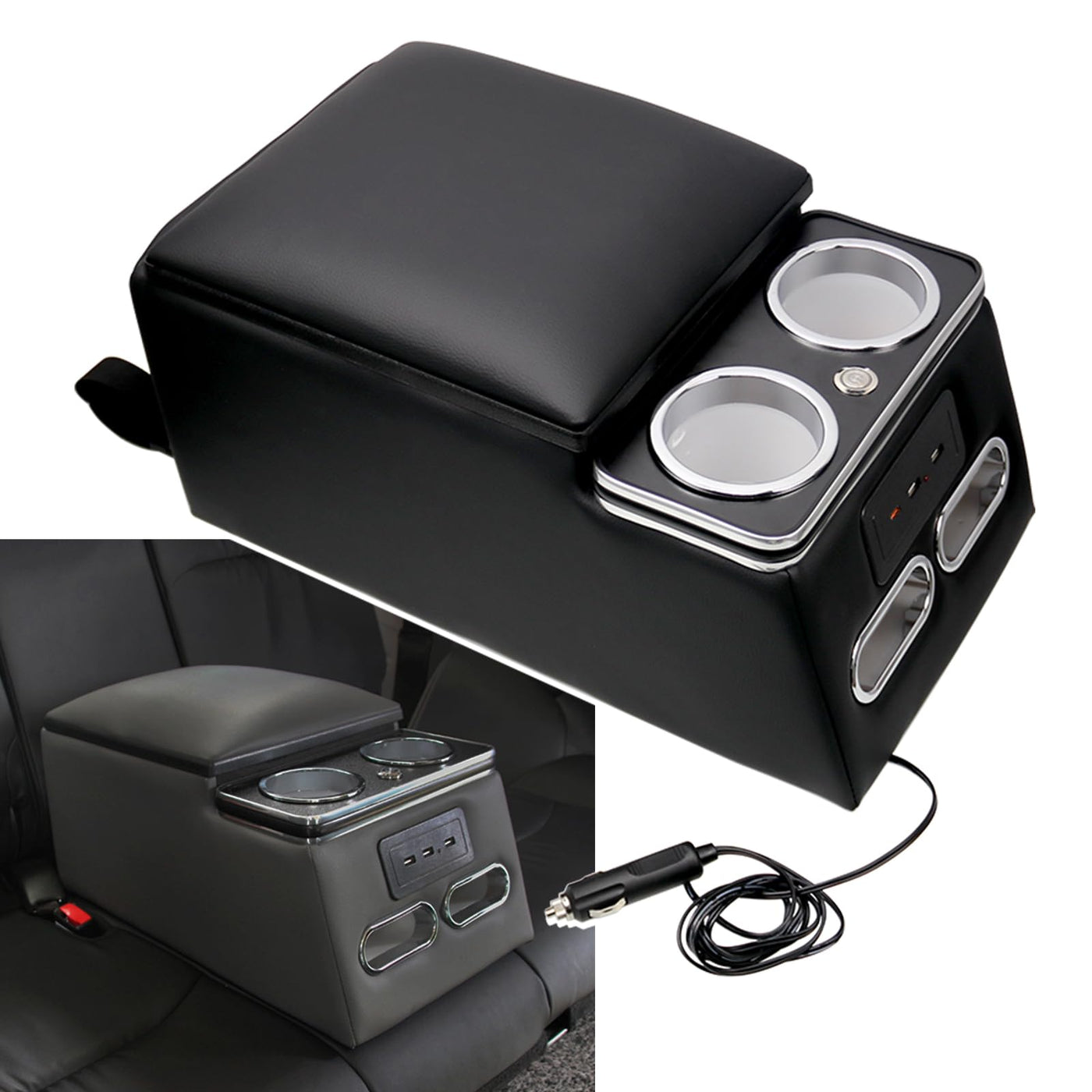 Universal Truck Seat Organizer with LED Light & Storage Console