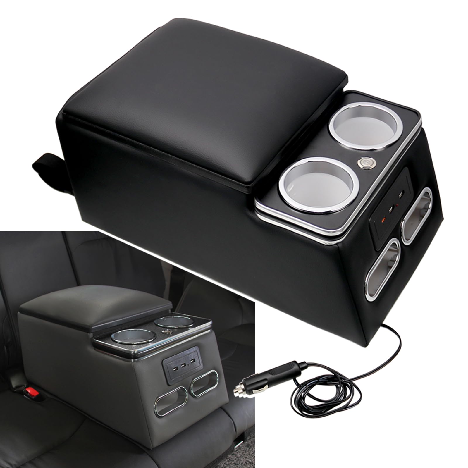 Universal Truck Seat Organizer with LED Light & Storage Console