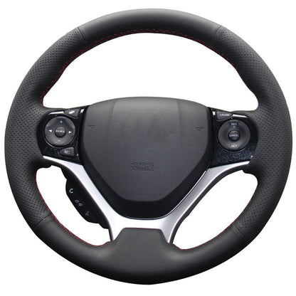 Carbon Fiber Genuine Leather Steering Wheel Cover Custom Fit