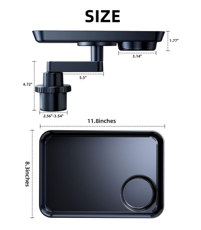 Car Cup Holder Tray with Expandable Food & Drink Organizer