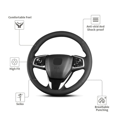 Hand Sewn Microfiber Leather Steering Wheel Cover Non-Slip Fit