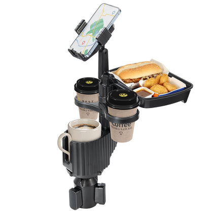 Expandable Car Cup Holder with Phone Holder & Snack Tray