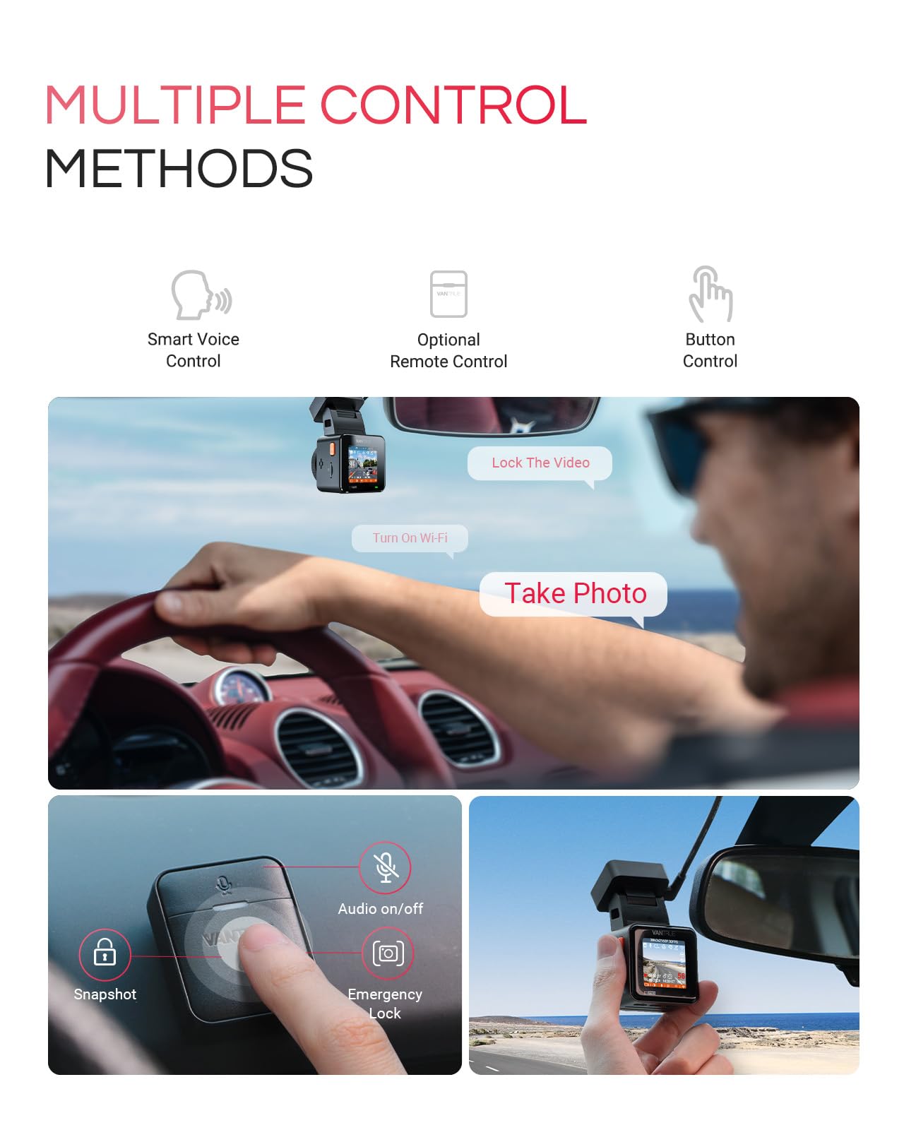 Vantrue E1 Pro 4K Mini Dash Cam Front, STARVIS 2 PlatePix HDR Night Vision