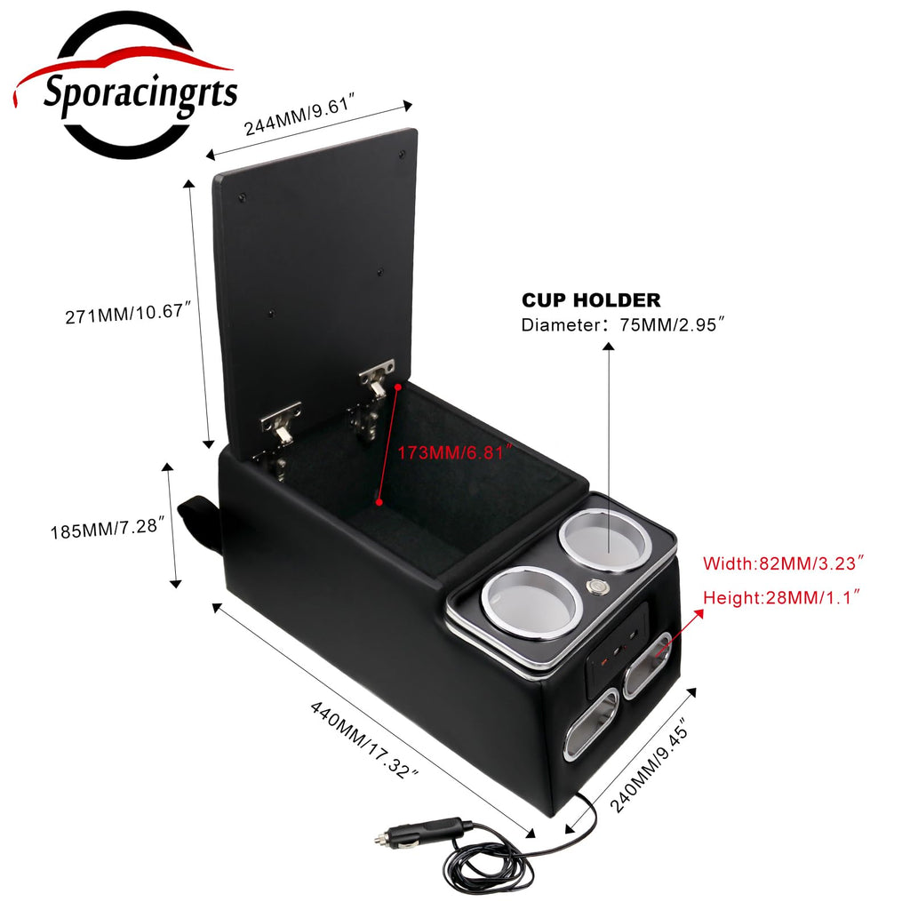 Universal Truck Seat Organizer with LED Light & Storage Console