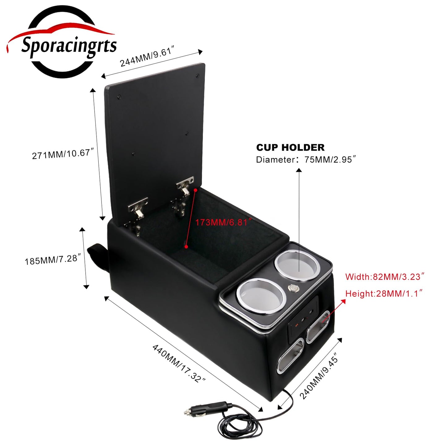 Universal Truck Seat Organizer with LED Light & Storage Console