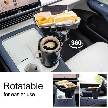 Expandable Car Cup Holder with Phone Holder & Snack Tray