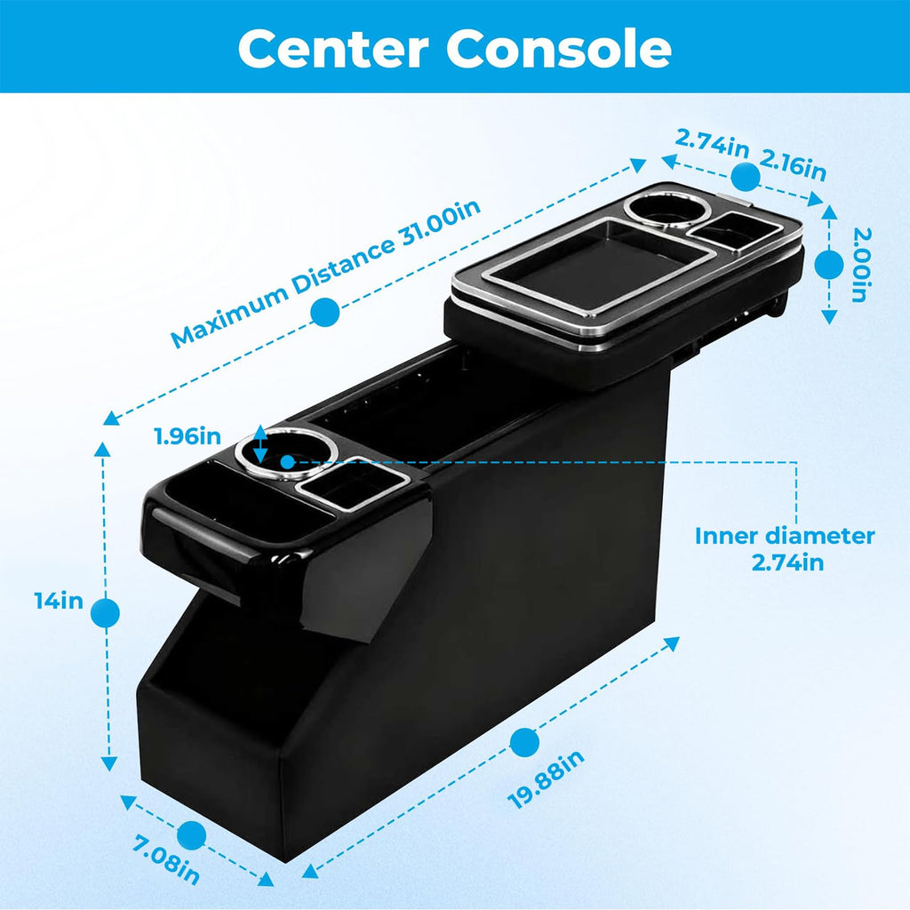 Center Console Organizer with Cup Holders & Storage Space