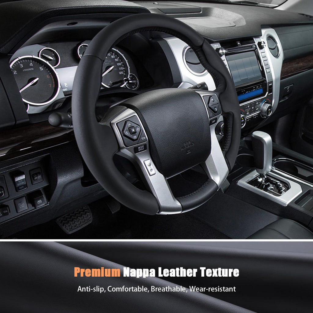 Custom Fit Non-Slip Leather Steering Wheel Cover for Cars