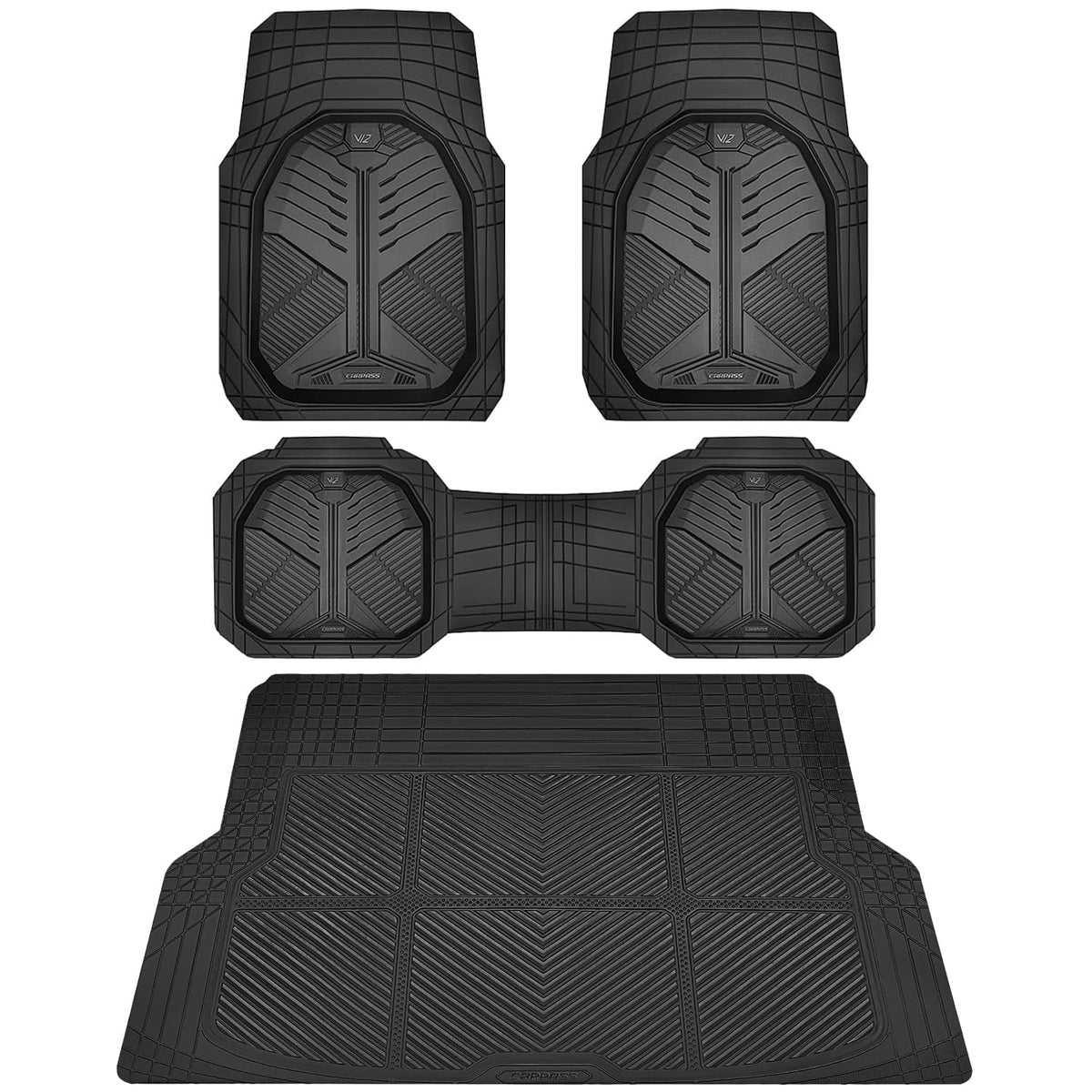 CAR PASS Heavy Duty Car Floor Mats, All Weather Car Mats Full Set