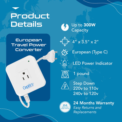 220V to 110V Travel Power Converter 200W Voltage Transformer