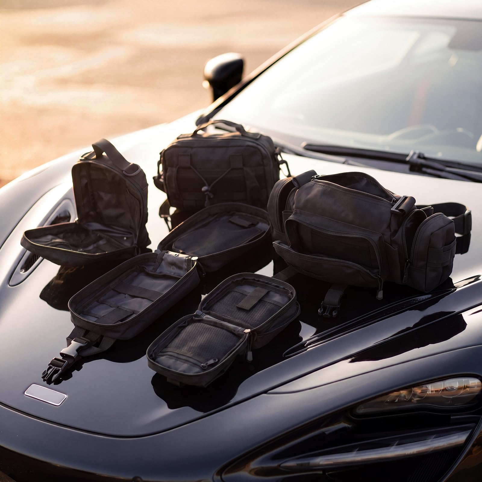 Tactical MOLLE Seat Back Organizer with Detachable Storage Pouches