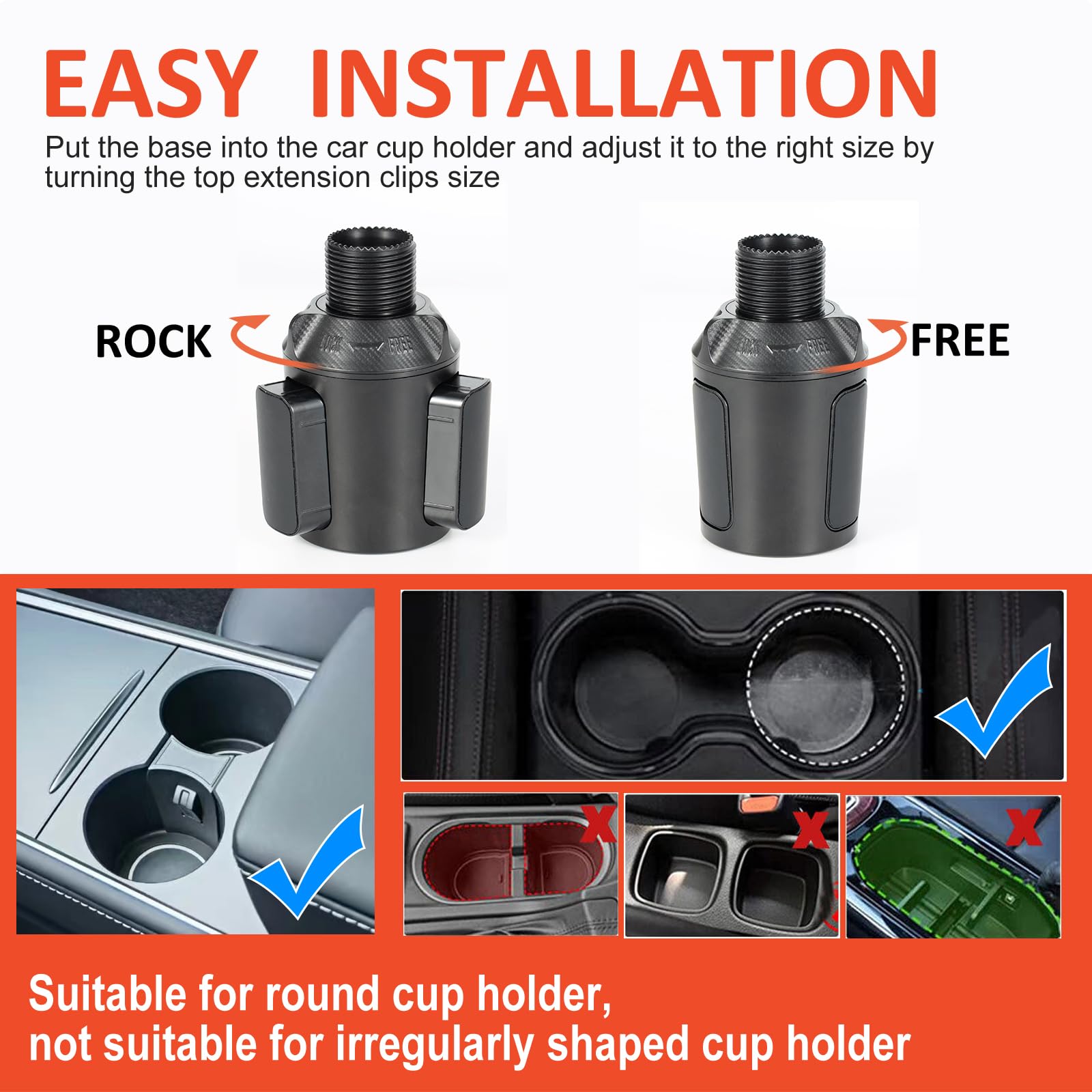 Expandable Car Cup Holder with Phone Holder & Snack Tray