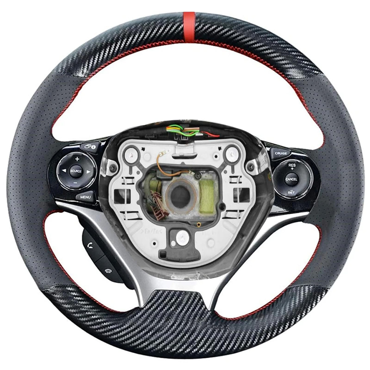 Carbon Fiber Genuine Leather Steering Wheel Cover Custom Fit