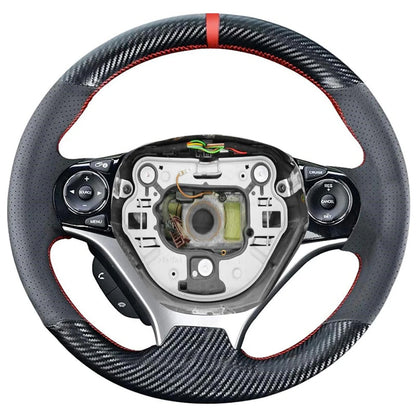 Carbon Fiber Genuine Leather Steering Wheel Cover Custom Fit