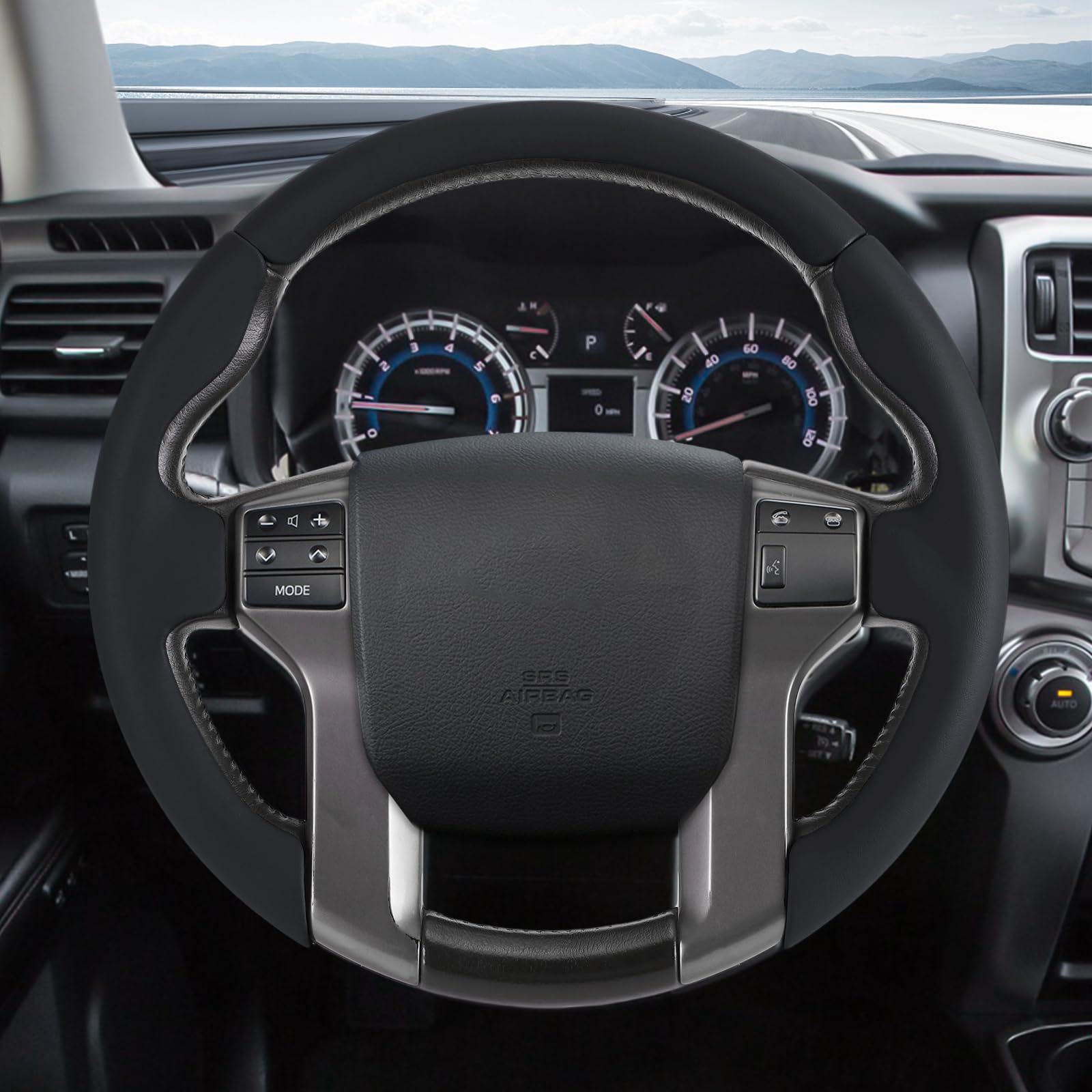 Custom Fit Non-Slip Leather Steering Wheel Cover for Cars