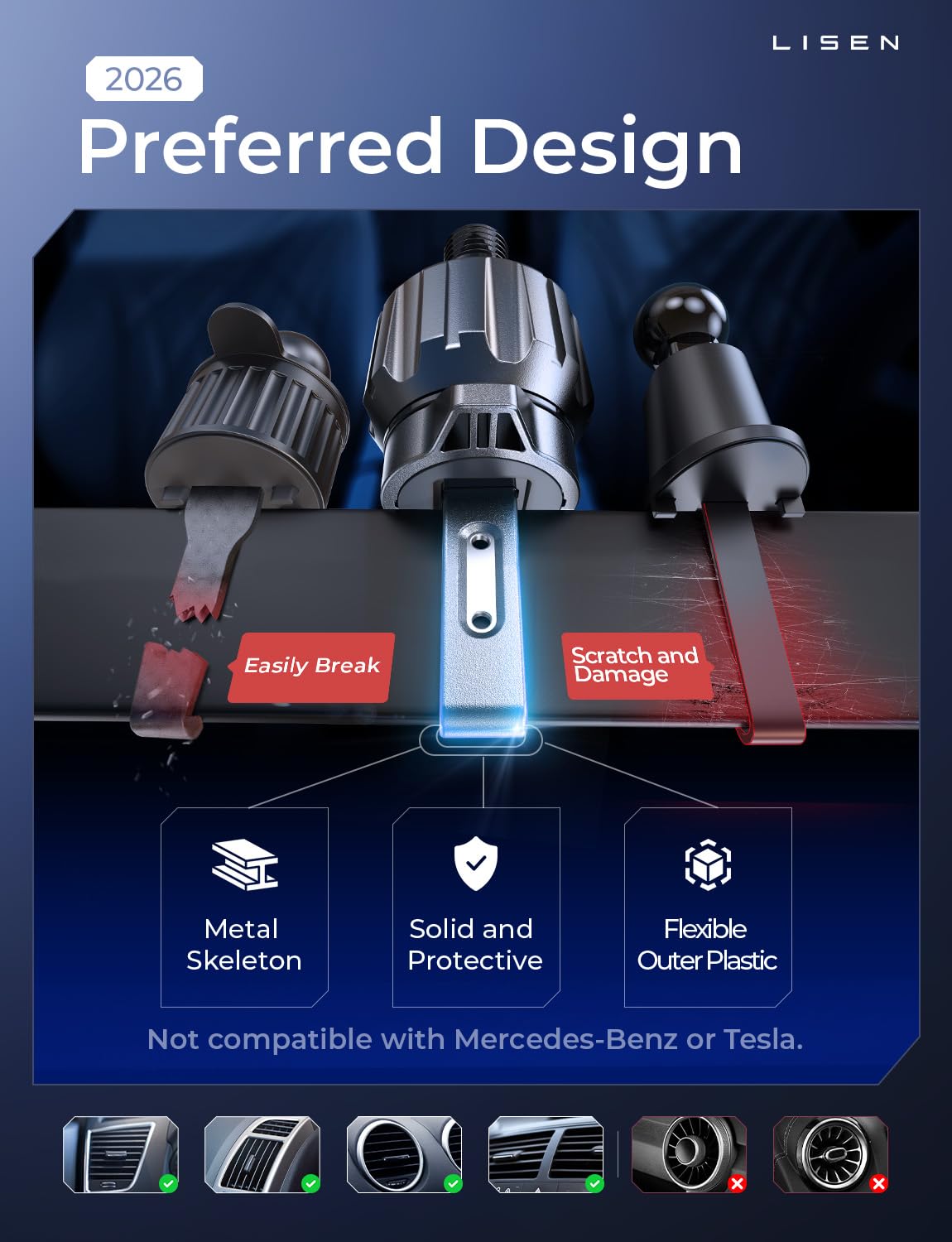 MagSafe Wireless Car Mount Charger with Magnetic Phone Holder