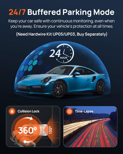 Dual Dash Cam Front & Rear 4K Car Camera with Night Vision
