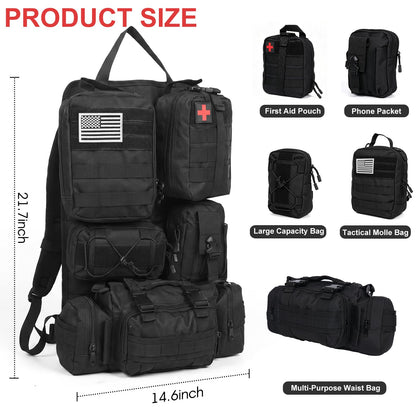 Tactical MOLLE Seat Back Organizer with Detachable Storage Pouches