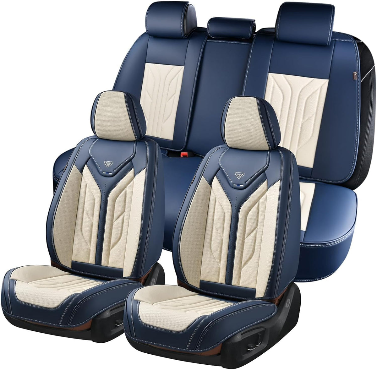 Premium Faux Leather Waterproof Car Seat Covers Full Set