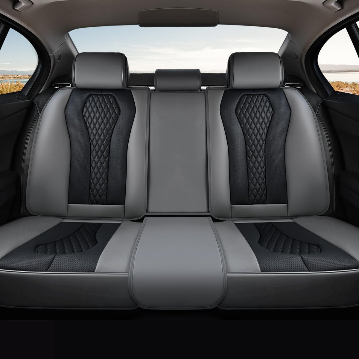Premium Faux Leather Waterproof Car Seat Covers Full Set