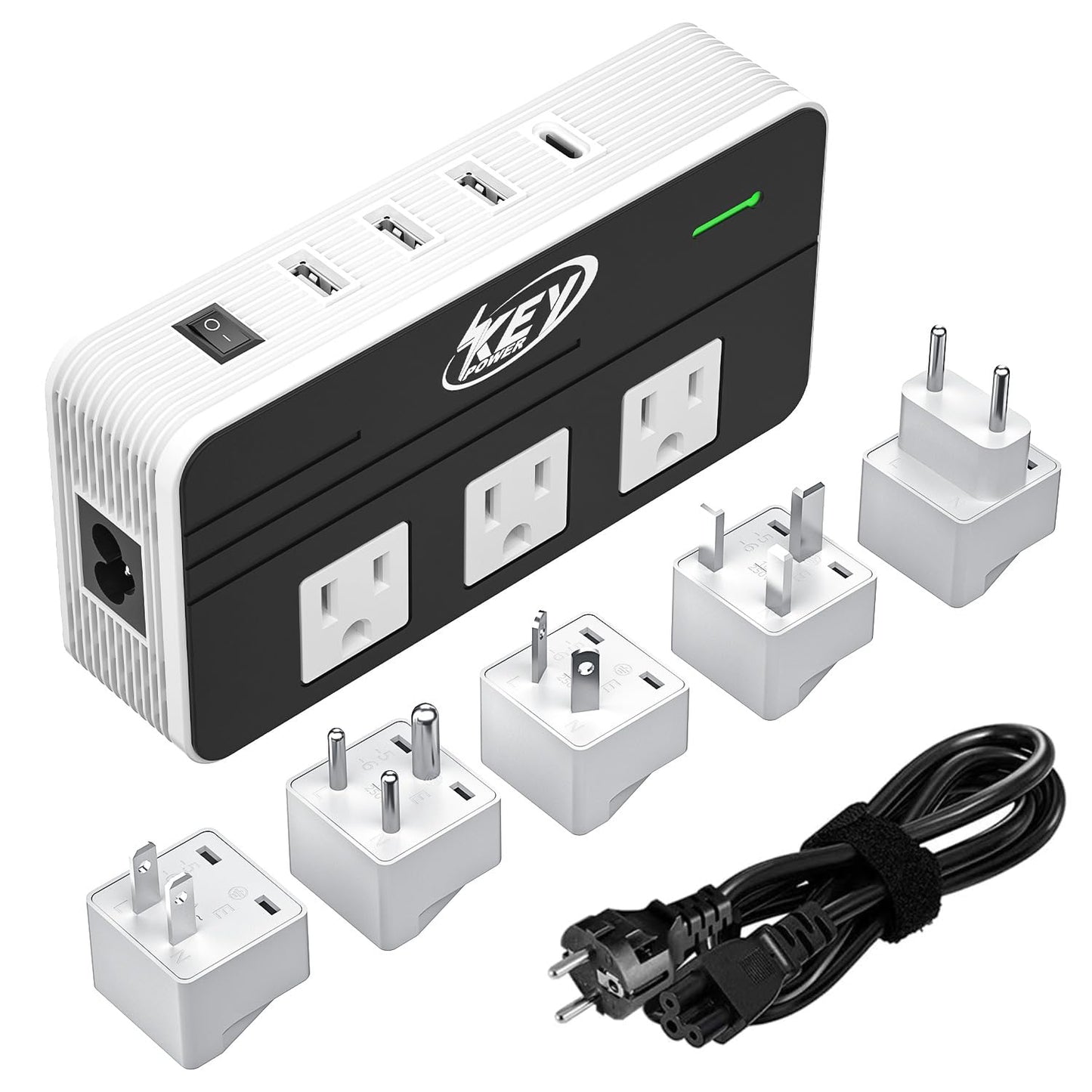 Key Power 230-Watt Step Down 220V to 110V Voltage Converter
