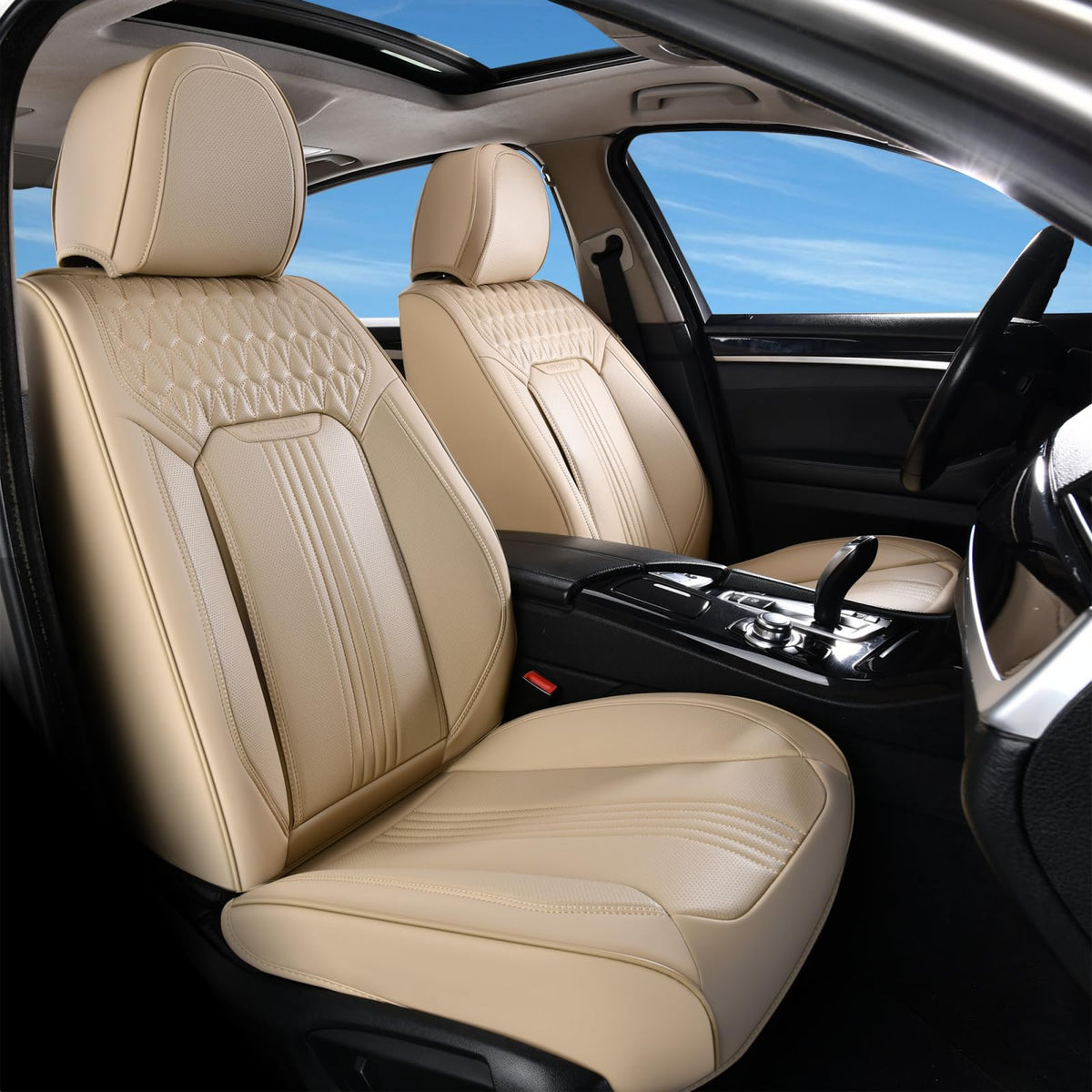Premium Faux Leather Waterproof Car Seat Covers Full Set