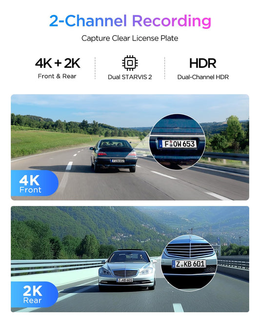 VIOFO A329S 4K 60FPS Dash Cam Front and Rear, STARVIS 2 HDR, Wi-Fi 6
