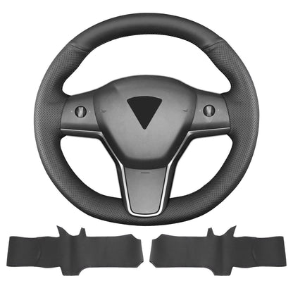 Hand Sewn Microfiber Leather Steering Wheel Cover Non-Slip Fit