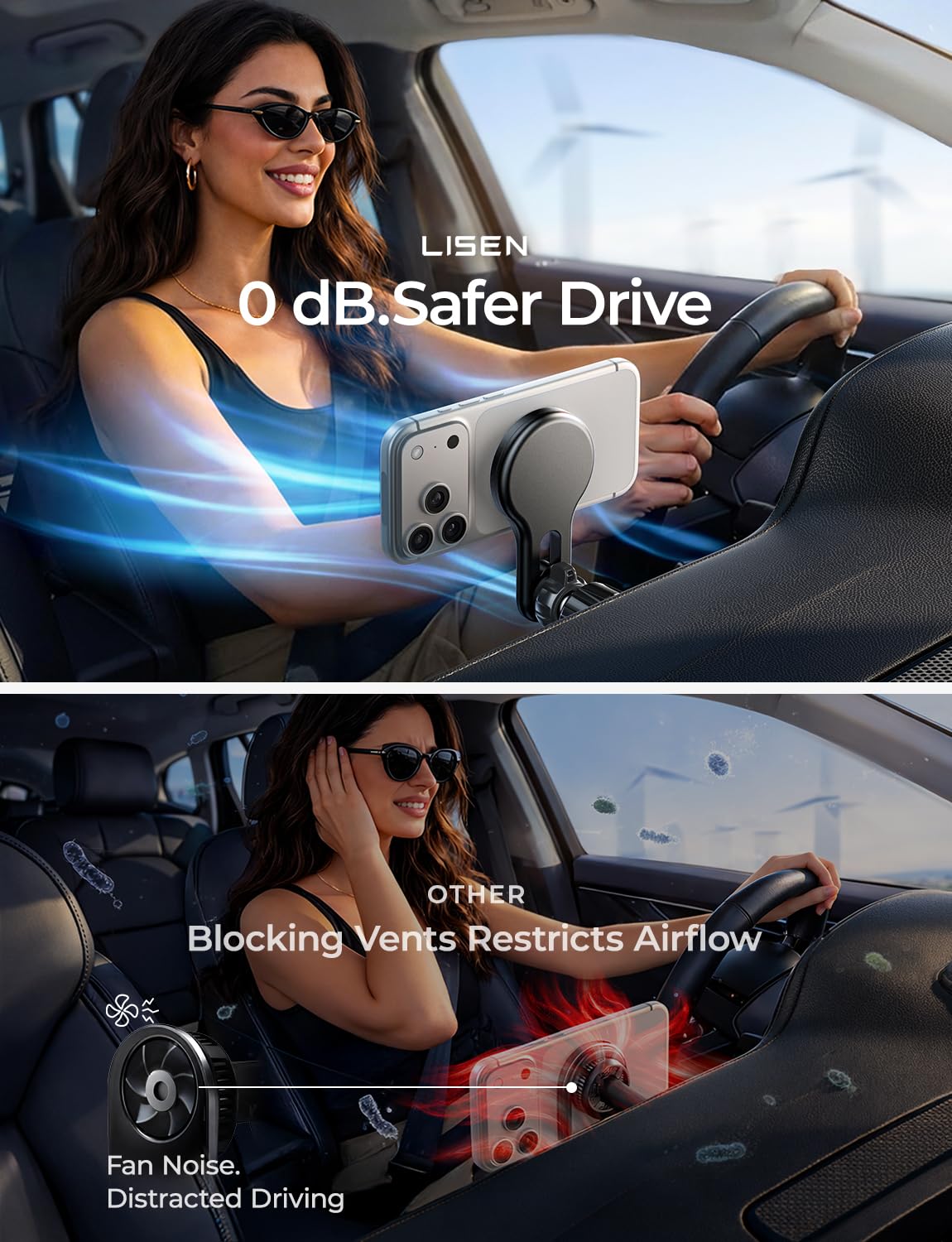 MagSafe Wireless Car Mount Charger with Magnetic Phone Holder