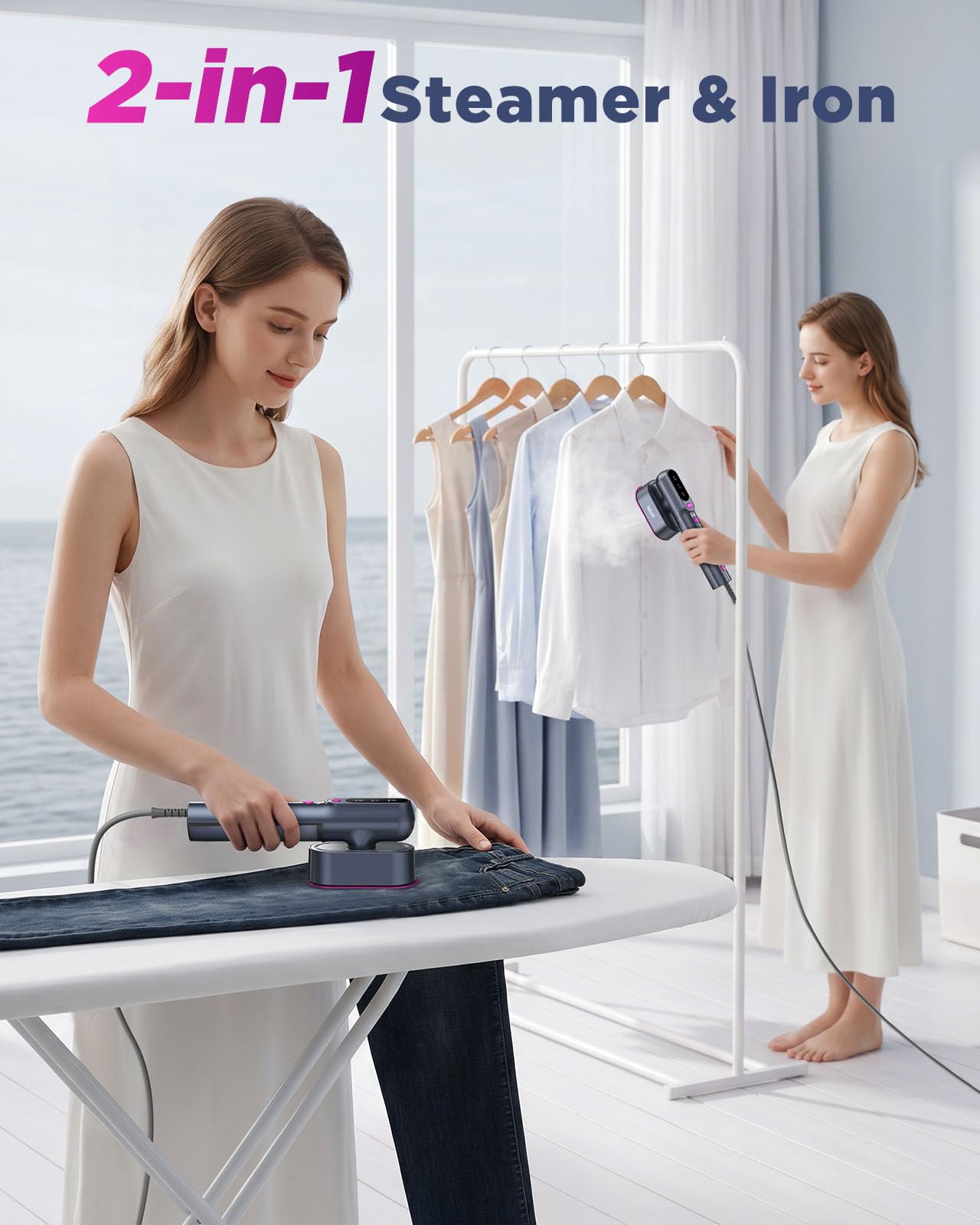 2-in-1 Portable Travel Steamer & Iron with Fast Heat-Up