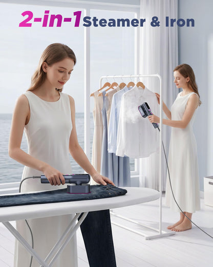2-in-1 Portable Travel Steamer & Iron with Fast Heat-Up