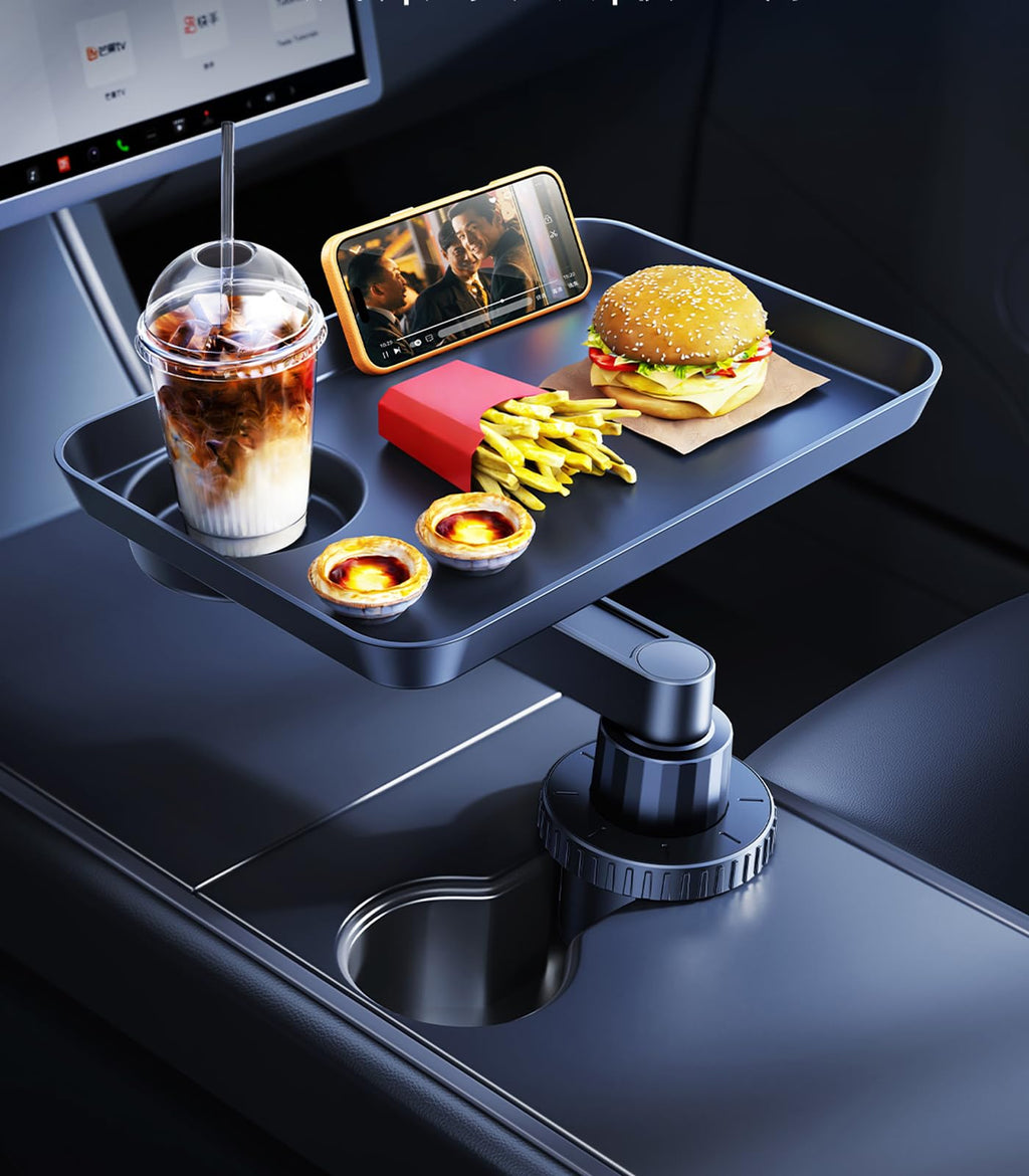 Car Cup Holder Tray with Expandable Food & Drink Organizer