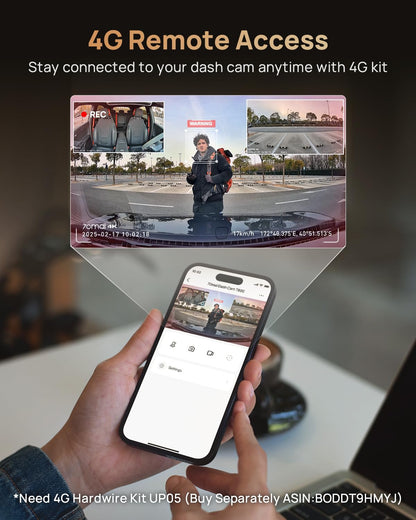 Triple Channel 4K Dash Cam with Front Rear & Interior Recording