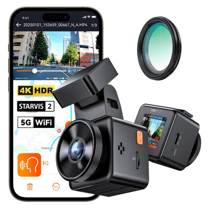 Vantrue E1 Pro 4K Mini Dash Cam Front, STARVIS 2 PlatePix HDR Night Vision