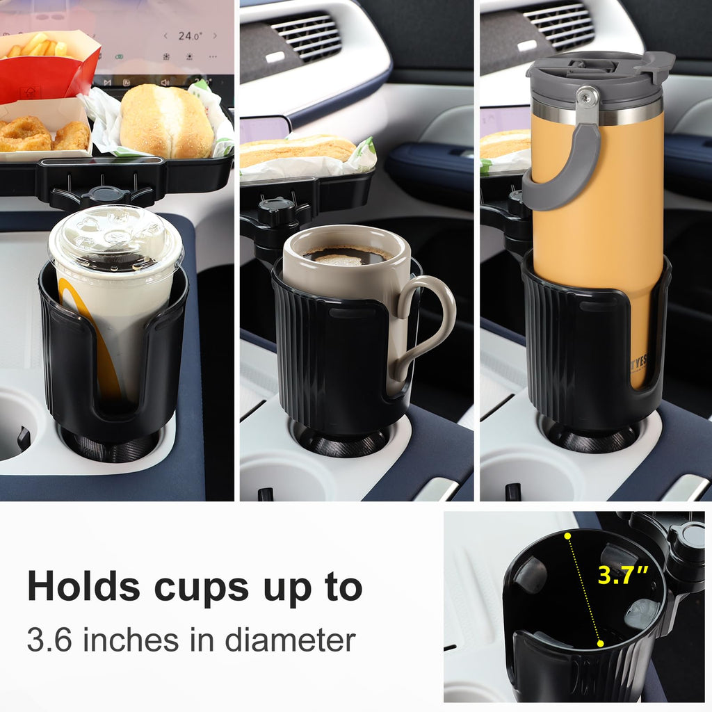 Expandable Car Cup Holder with Phone Holder & Snack Tray